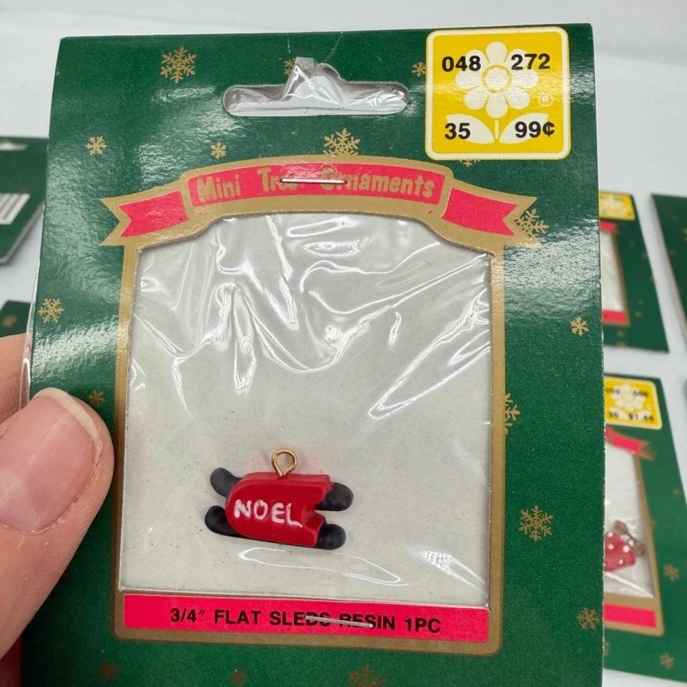 VTG Franks Miniatures Christmas Holiday Resin Wood Charms Crafting Set of 10